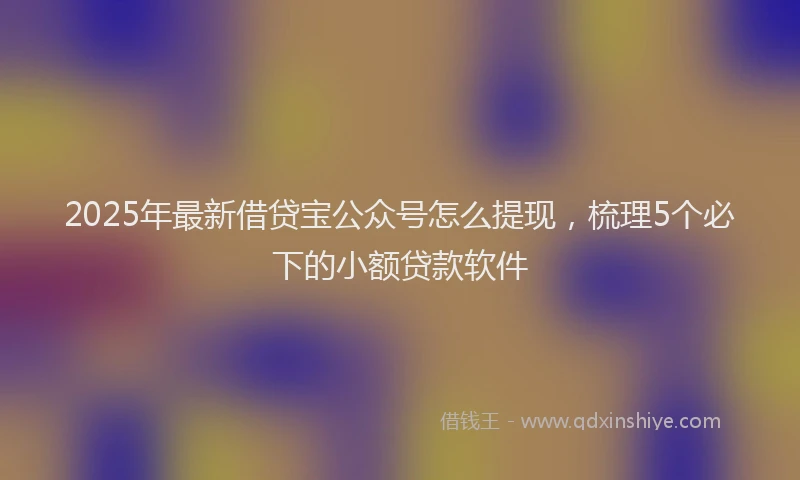 2025年最新借贷宝公众号怎么提现，梳理5个必下的小额贷款软件