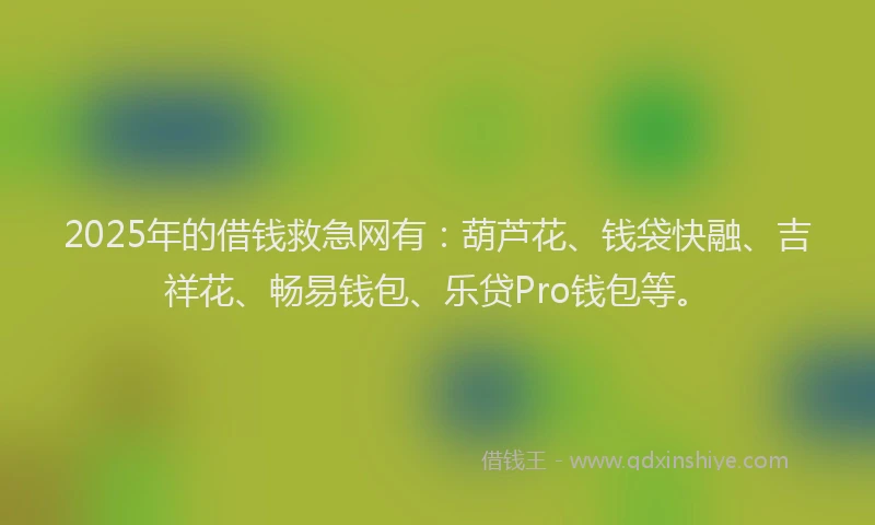 2025年的借钱救急网有：葫芦花、钱袋快融、吉祥花、畅易钱包、乐贷Pro钱包等。