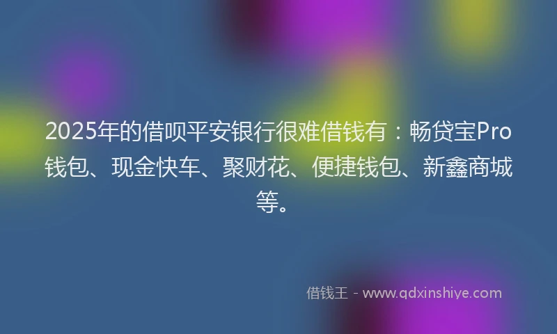 2025年的借呗平安银行很难借钱有：畅贷宝Pro钱包、现金快车、聚财花、便捷钱包、新鑫商城等。