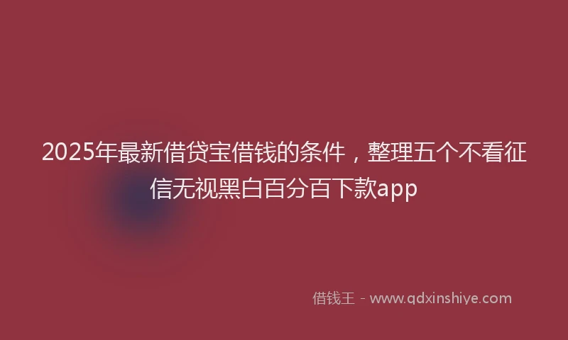2025年最新借贷宝借钱的条件，整理五个不看征信无视黑白百分百下款app