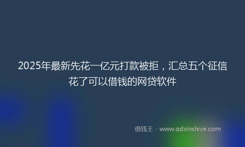 2025年最新先花一亿元打款被拒，汇总五个征信花了可以借钱的网贷软件