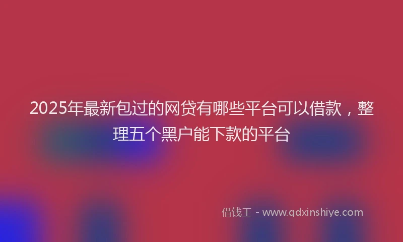 2025年最新包过的网贷有哪些平台可以借款，整理五个黑户能下款的平台
