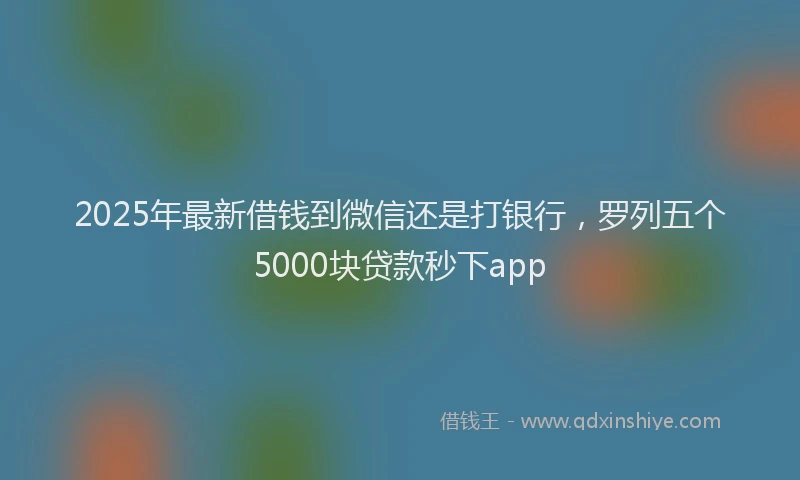 2025年最新借钱到微信还是打银行，罗列五个5000块贷款秒下app