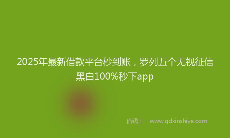 2025年最新借款平台秒到账，罗列五个无视征信黑白100%秒下app