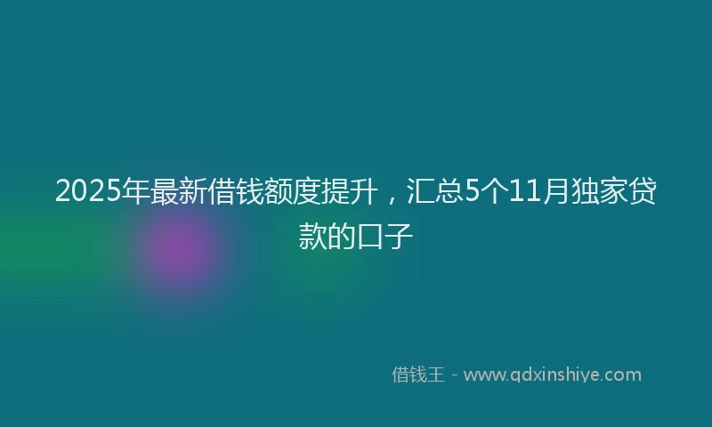 2025年最新借钱额度提升，汇总5个11月独家贷款的口子