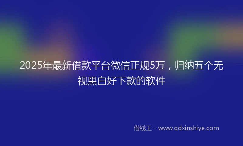 2025年最新借款平台微信正规5万，归纳五个无视黑白好下款的软件
