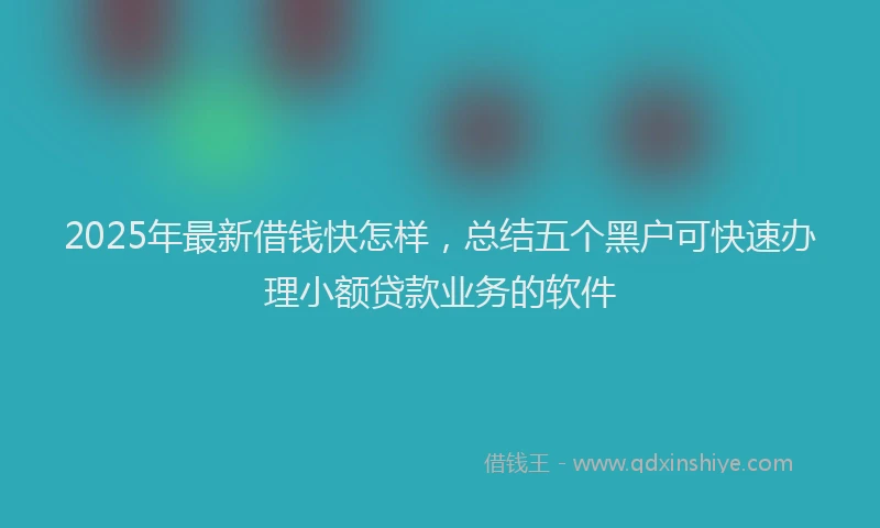2025年最新借钱快怎样，总结五个黑户可快速办理小额贷款业务的软件