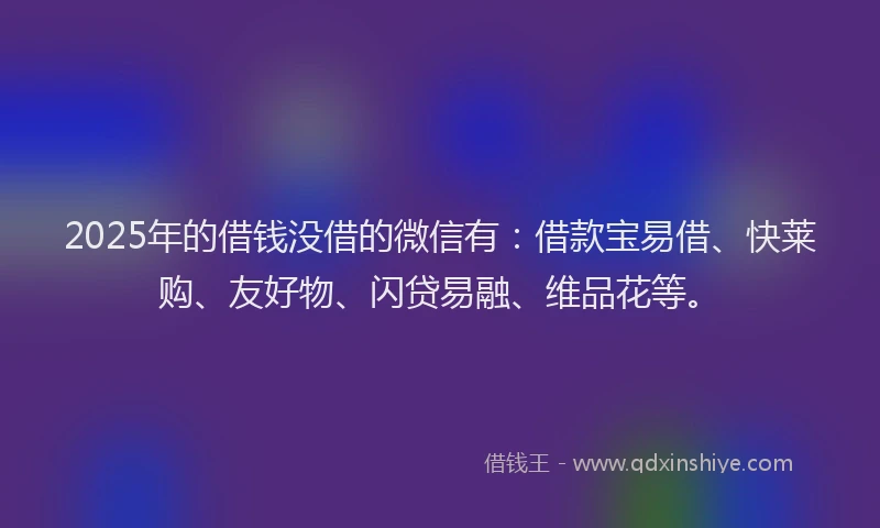 2025年的借钱没借的微信有：借款宝易借、快莱购、友好物、闪贷易融、维品花等。