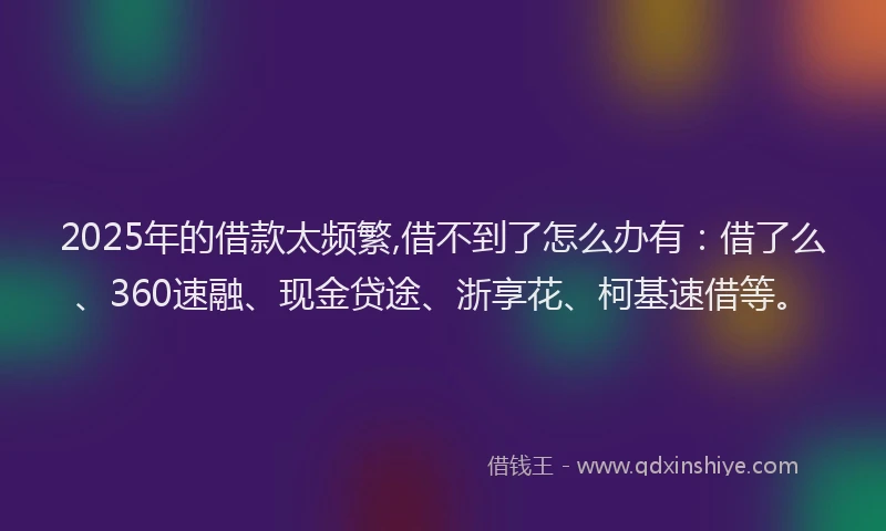 2025年的借款太频繁,借不到了怎么办有：借了么、360速融、现金贷途、浙享花、柯基速借等。