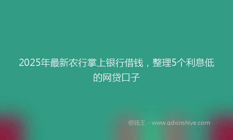 2025年最新农行掌上银行借钱，整理5个利息低的网贷口子