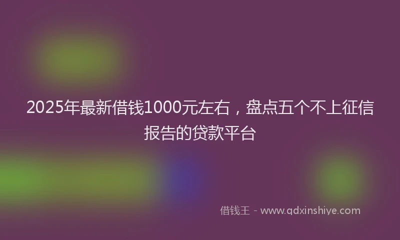 2025年最新借钱1000元左右，盘点五个不上征信报告的贷款平台