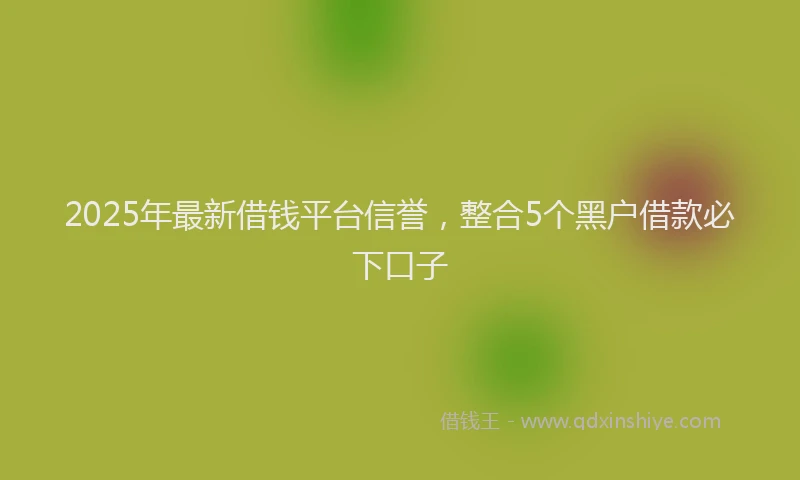 2025年最新借钱平台信誉，整合5个黑户借款必下口子