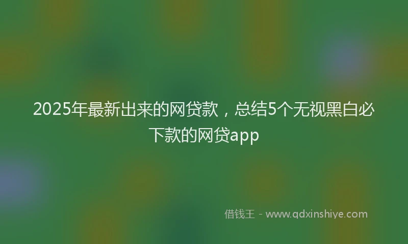 2025年最新出来的网贷款，总结5个无视黑白必下款的网贷app