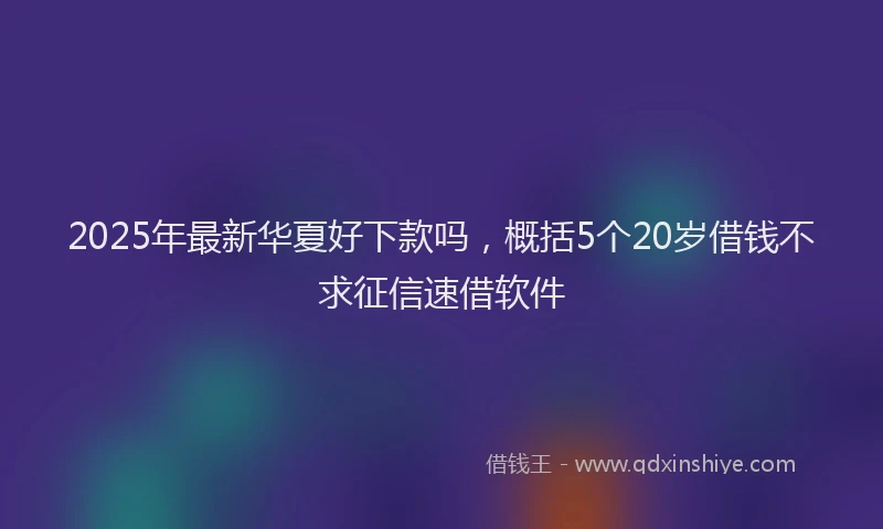 2025年最新华夏好下款吗，概括5个20岁借钱不求征信速借软件