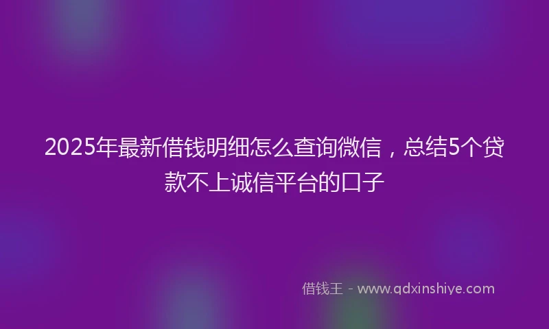 2025年最新借钱明细怎么查询微信，总结5个贷款不上诚信平台的口子