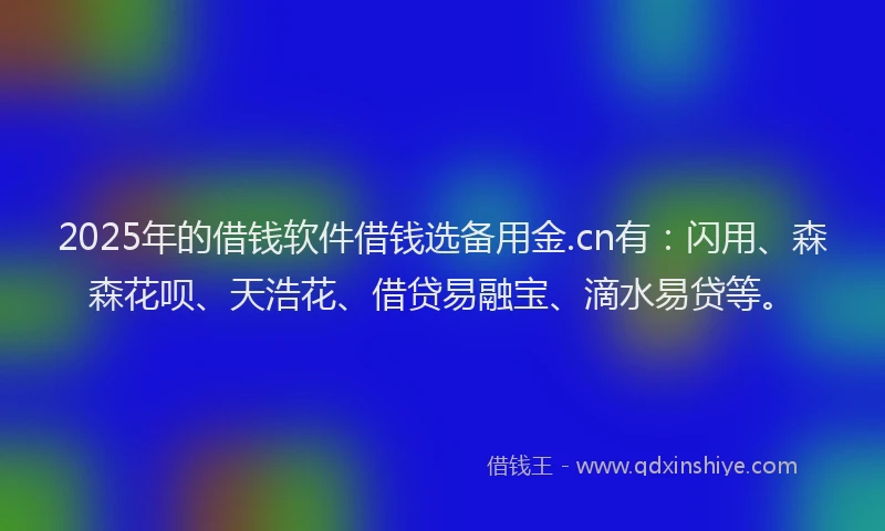 2025年的借钱软件借钱选备用金.cn有：闪用、森森花呗、天浩花、借贷易融宝、滴水易贷等。