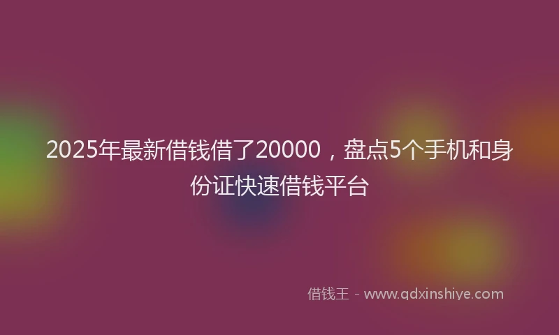 2025年最新借钱借了20000，盘点5个手机和身份证快速借钱平台