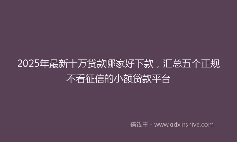 2025年最新十万贷款哪家好下款，汇总五个正规不看征信的小额贷款平台