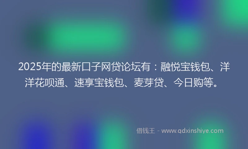 2025年的最新口子网贷论坛有：融悦宝钱包、洋洋花呗通、速享宝钱包、麦芽贷、今日购等。
