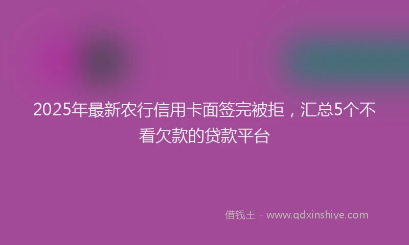 2025年最新农行信用卡面签完被拒，汇总5个不看欠款的贷款平台