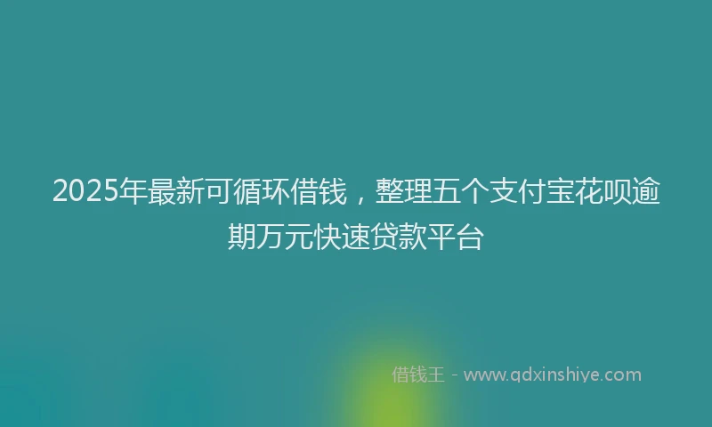2025年最新可循环借钱，整理五个支付宝花呗逾期万元快速贷款平台