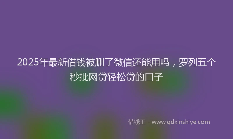 2025年最新借钱被删了微信还能用吗，罗列五个秒批网贷轻松贷的口子