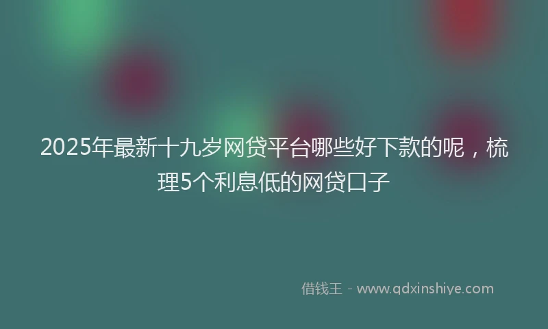 2025年最新十九岁网贷平台哪些好下款的呢，梳理5个利息低的网贷口子