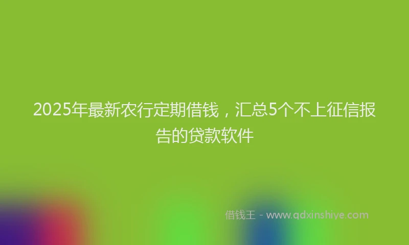2025年最新农行定期借钱，汇总5个不上征信报告的贷款软件