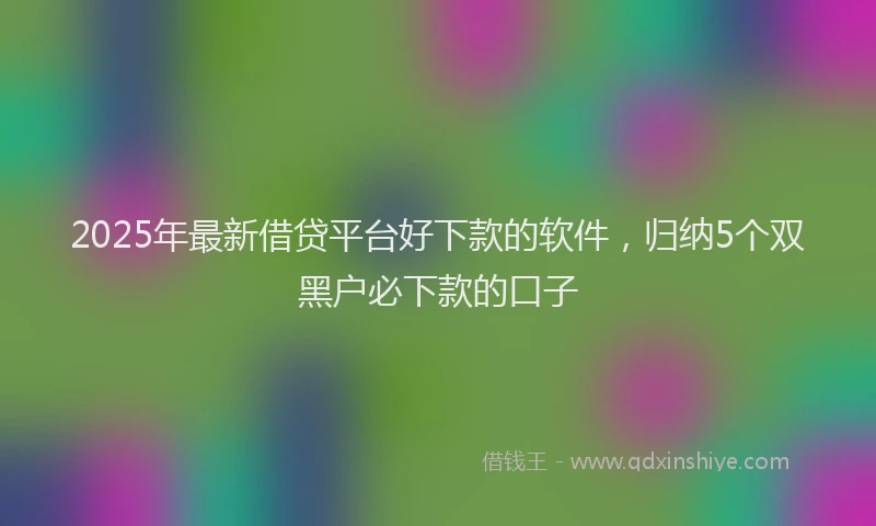 2025年最新借贷平台好下款的软件，归纳5个双黑户必下款的口子