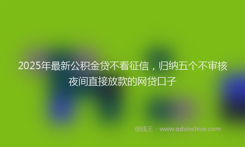2025年最新公积金贷不看征信，归纳五个不审核夜间直接放款的网贷口子