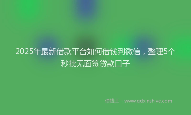 2025年最新借款平台如何借钱到微信，整理5个秒批无面签贷款口子