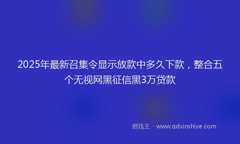 2025年最新召集令显示放款中多久下款，整合五个无视网黑征信黑3万贷款
