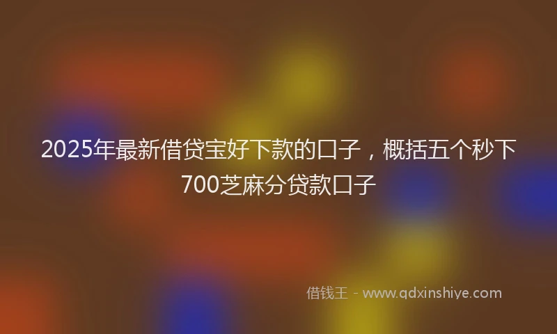 2025年最新借贷宝好下款的口子，概括五个秒下700芝麻分贷款口子