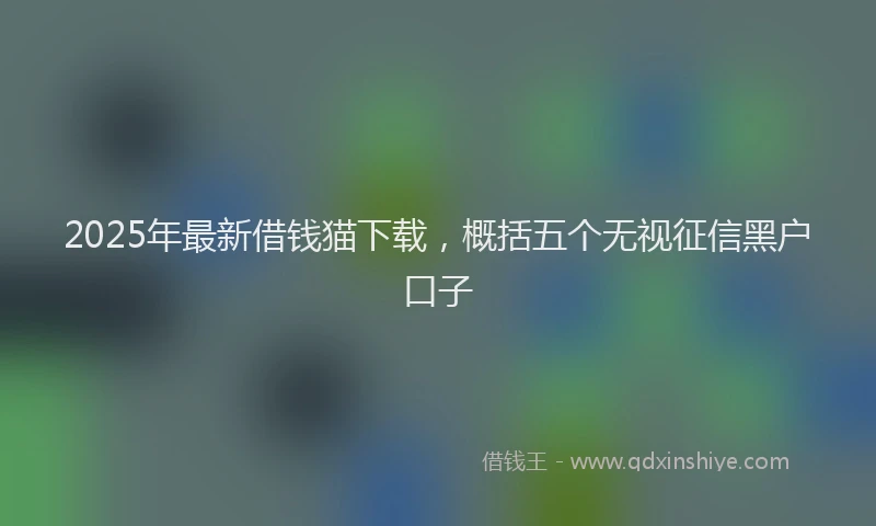 2025年最新借钱猫下载，概括五个无视征信黑户口子