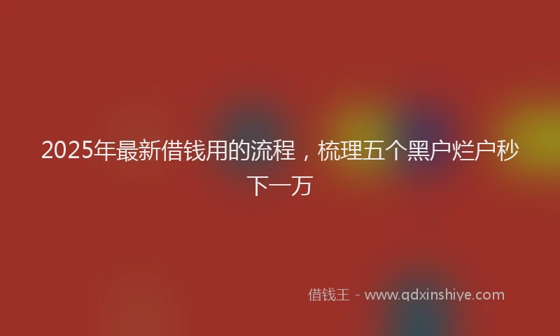 2025年最新借钱用的流程，梳理五个黑户烂户秒下一万