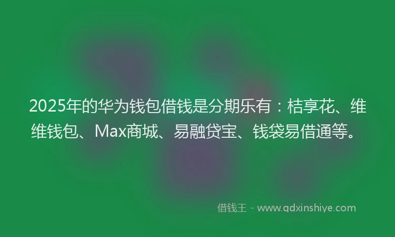 2025年的华为钱包借钱是分期乐有：桔享花、维维钱包、Max商城、易融贷宝、钱袋易借通等。