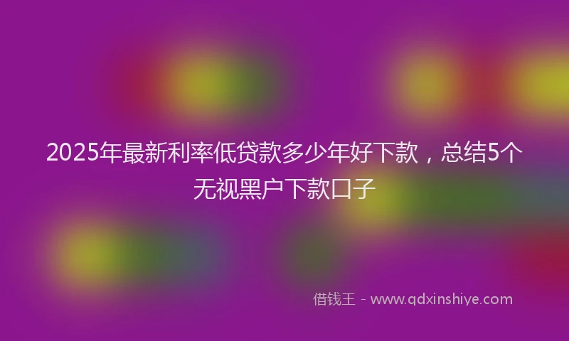 2025年最新利率低贷款多少年好下款，总结5个无视黑户下款口子
