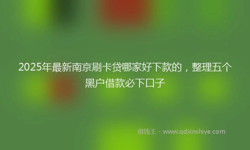 2025年最新南京刷卡贷哪家好下款的，整理五个黑户借款必下口子