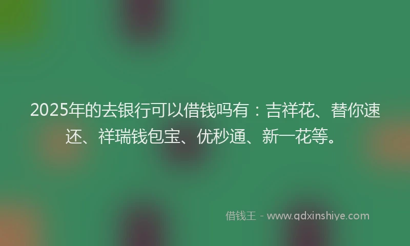 2025年的去银行可以借钱吗有：吉祥花、替你速还、祥瑞钱包宝、优秒通、新一花等。