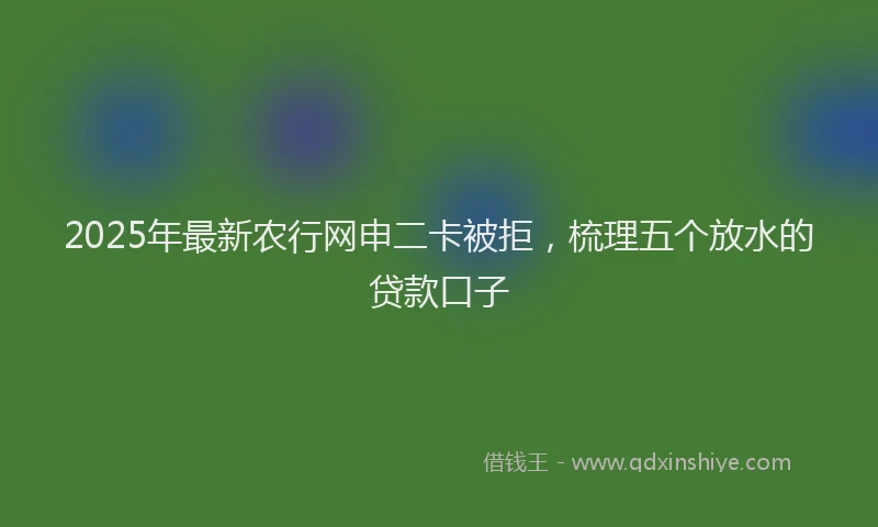 2025年最新农行网申二卡被拒，梳理五个放水的贷款口子