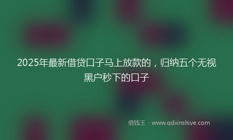 2025年最新借贷口子马上放款的，归纳五个无视黑户秒下的口子