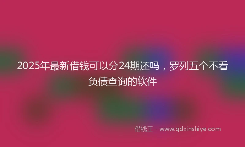 2025年最新借钱可以分24期还吗，罗列五个不看负债查询的软件