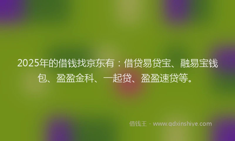 2025年的借钱找京东有：借贷易贷宝、融易宝钱包、盈盈金科、一起贷、盈盈速贷等。