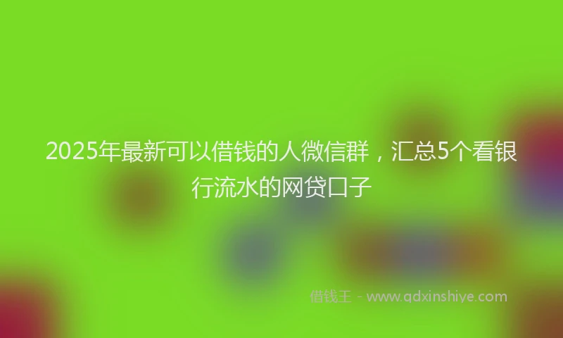 2025年最新可以借钱的人微信群，汇总5个看银行流水的网贷口子