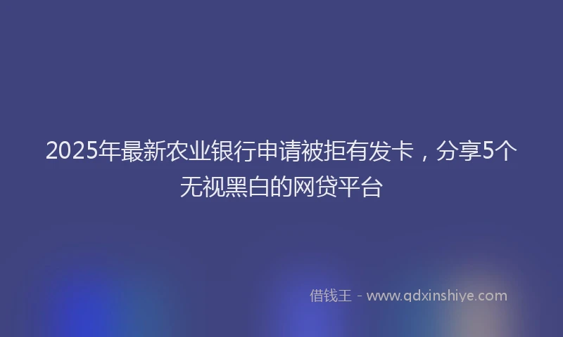 2025年最新农业银行申请被拒有发卡，分享5个无视黑白的网贷平台