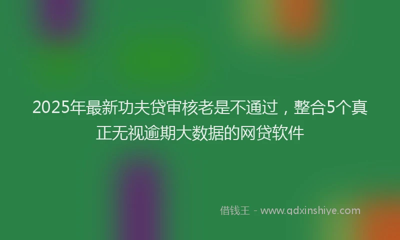 2025年最新功夫贷审核老是不通过，整合5个真正无视逾期大数据的网贷软件