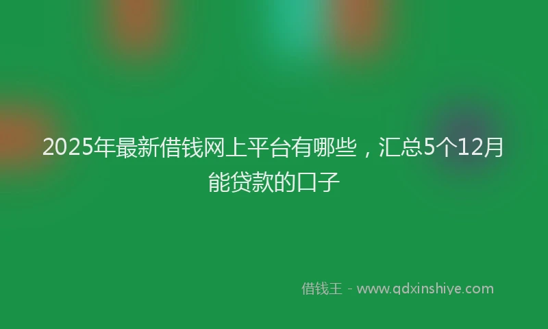 2025年最新借钱网上平台有哪些，汇总5个12月能贷款的口子