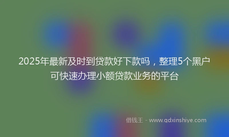 2025年最新及时到贷款好下款吗，整理5个黑户可快速办理小额贷款业务的平台
