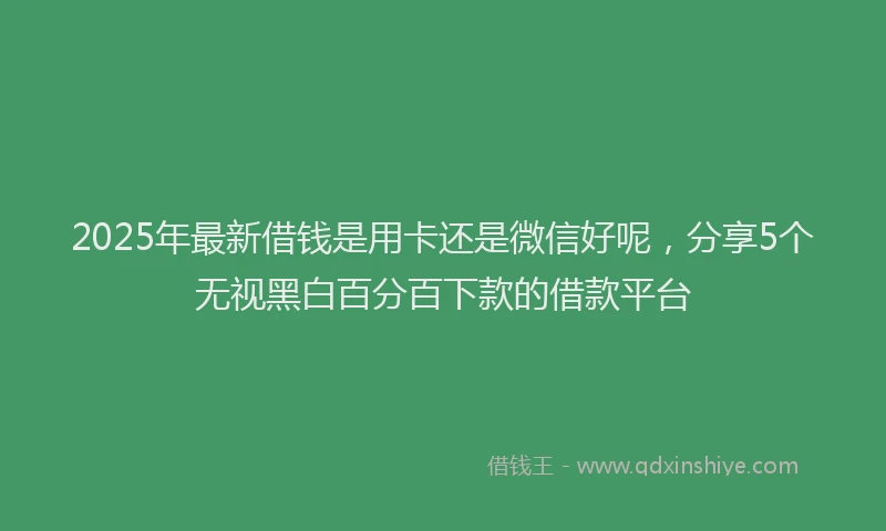 2025年最新借钱是用卡还是微信好呢，分享5个无视黑白百分百下款的借款平台