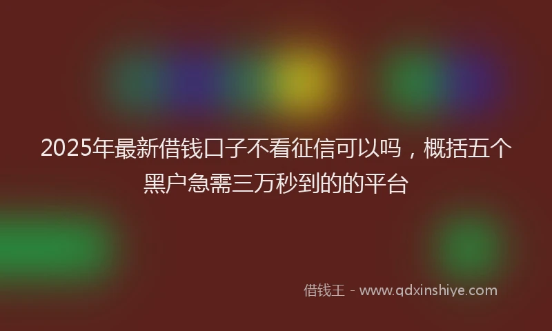 2025年最新借钱口子不看征信可以吗，概括五个黑户急需三万秒到的的平台
